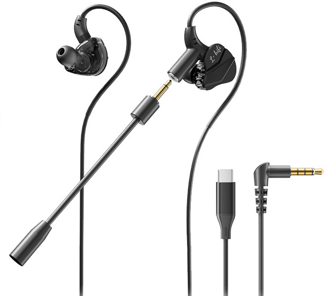 DTAudio 耳掛式電競耳機 Type-C, 黑色, 單一型號