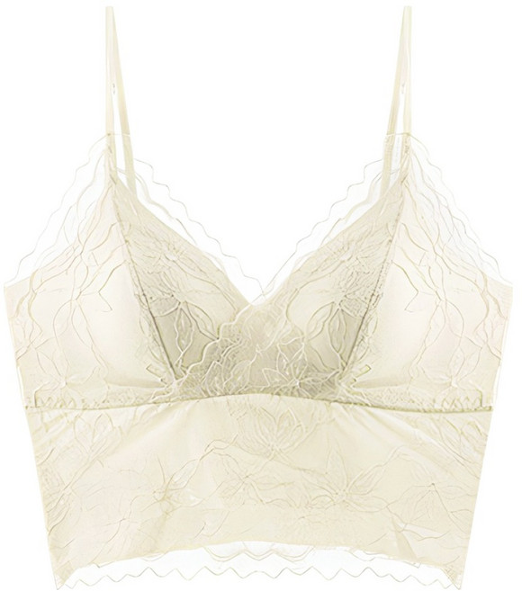 뷰티인뷰티 비쥬 일체형 브라캡 크롭 끈 레이스 나시