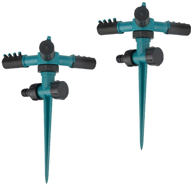 小麥購物 可調式地插噴頭 種菜地插杆花園草坪灑水器 L2002, 2個, 綠色