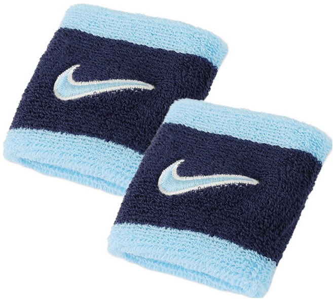 나이키 스우시 클래식 손목밴드 좌우세트 II5301, 스카이 + 네이비(II5301-403), 1세트