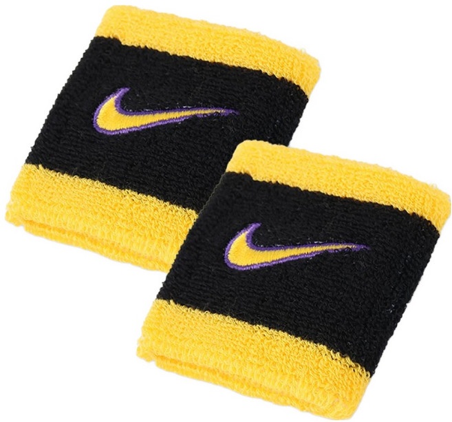나이키 스우시 클래식 손목밴드 좌우세트 II5301, 옐로우 + 블랙(II5301-009), 1세트