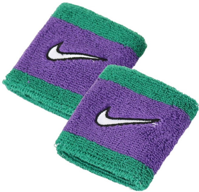 나이키 스우시 클래식 손목밴드 좌우세트 II5301, 그린 + 퍼플(II5301-306), 1세트
