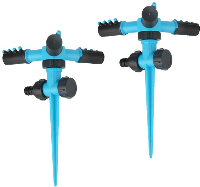 小麥購物 可調式地插噴頭/種菜地插杆花園草坪灑水器 L2002, 2個, 藍色