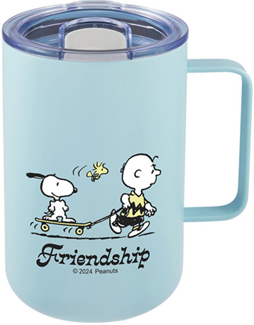 Corelle Brands 康寧餐具 Snapware Snoopy 海灘假期 鋅陶瓷不鏽鋼保溫保冰辦公杯, 藍色, 620ml, 1個