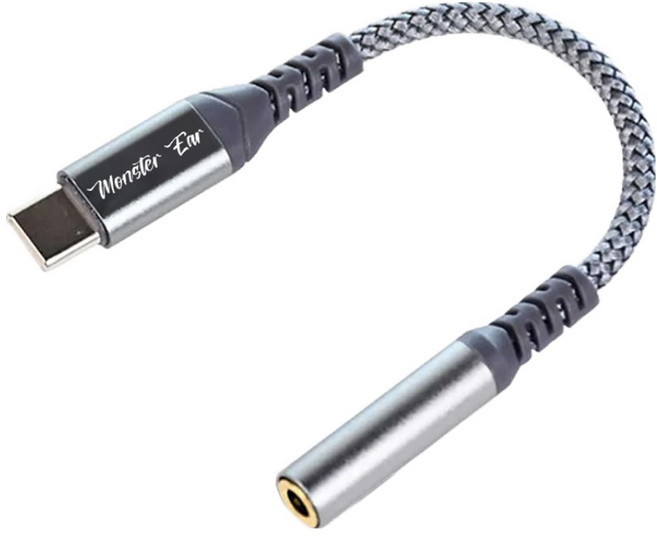 몬스터이어 C타입 젠더 3.5mm 이어폰 변환젠더 고해상도 DAC CX-2, 15cm, Grey, 1개