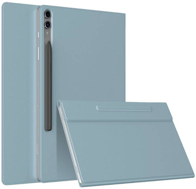 지에스비케이스 프리미엄 태블릿PC 펜슬 수납 슬림 북커버 케이스, 샤틴소프트블루, 1개