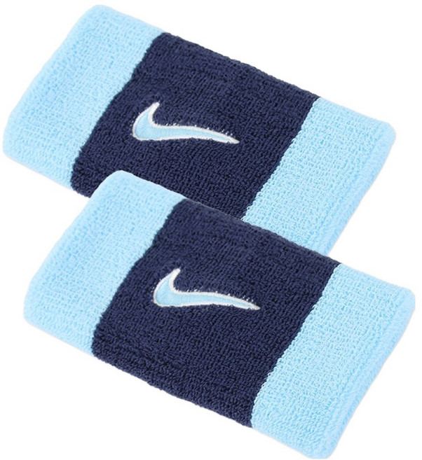 나이키 스우시 클래식 더블와이드 손목밴드 II5119, 스카이 + 네이비, 2개
