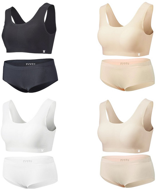 리틀래빗 심리스 U타입 학생 브라 4종 + 삼각팬티 4종 세트