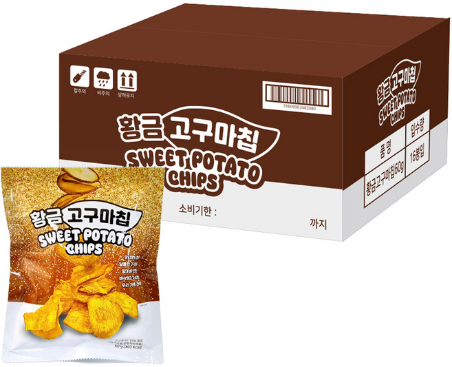 황금 고구마칩, 16개, 60g