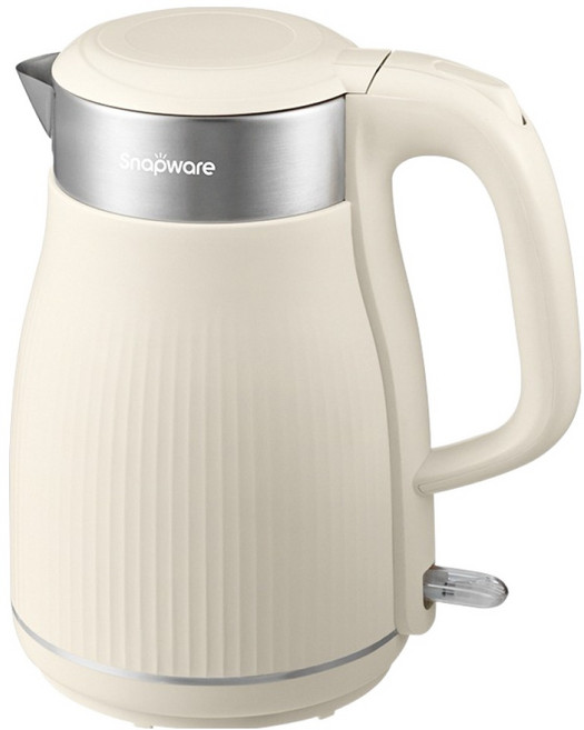 Corelle Brands 康寧餐具 Snapware 優雅曲線316不鏽鋼雙層防燙電熱水壺 米白色 1.8L, SN-EKC1800CW