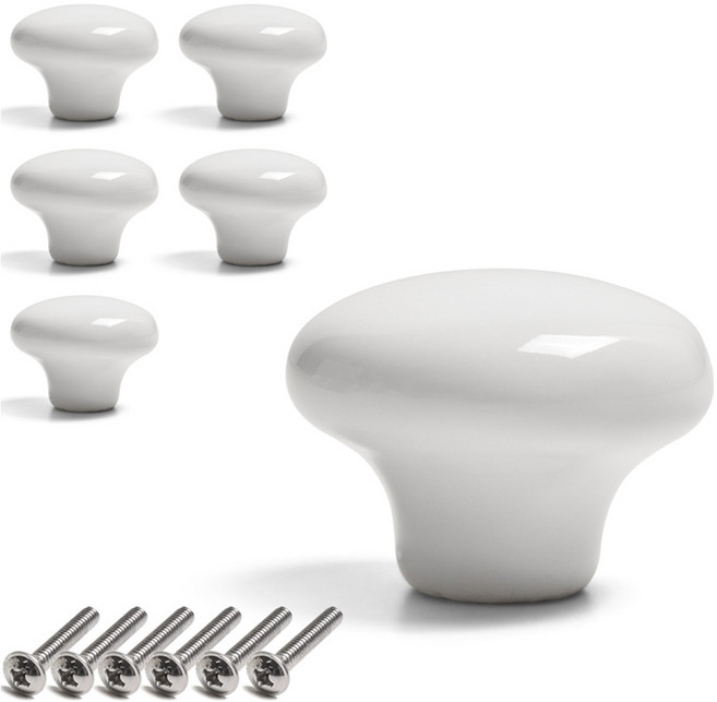 손잡이세상 세라믹 베이직 1구 손잡이, 화이트, 6개
