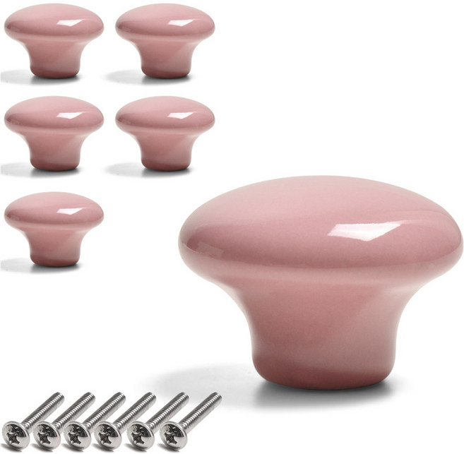 손잡이세상 세라믹 베이직 1구 손잡이, 핑크, 6개