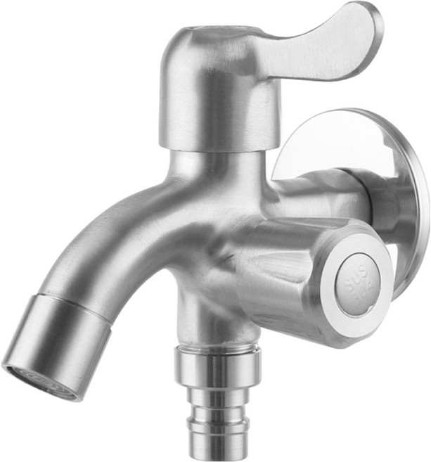 미리내 SUS304 스텐 커플링 세탁기 두갈래 수도꼭지 왕분리형, 1개