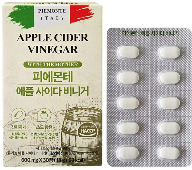 피에몬테 애플사이다 비니거, 30정, 1개