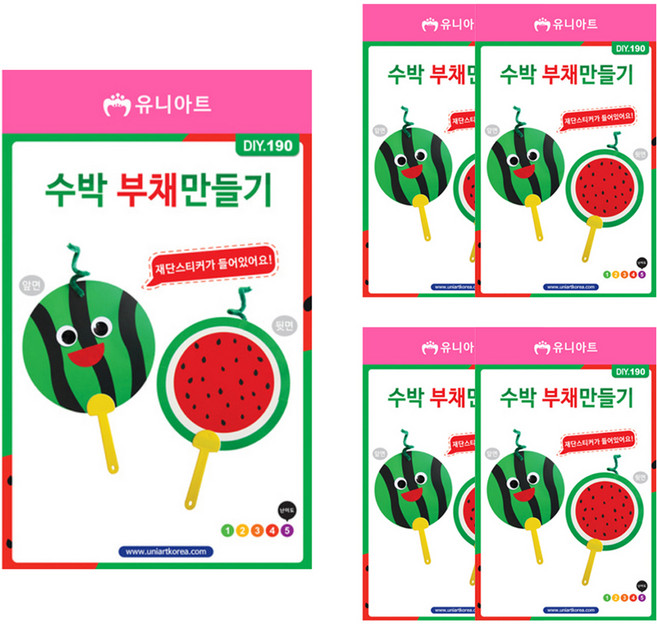 유니아트 수박부채 만들기 세트 DIY190, 혼합색상, 5세트