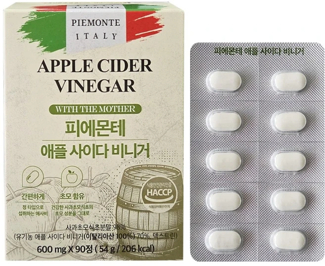 피에몬테 애플사이다 비니거, 90정, 1개 - 쿠팡