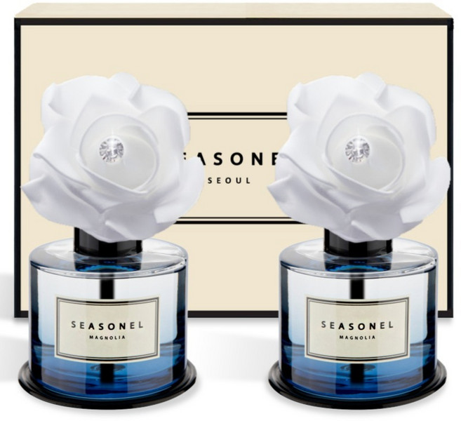 시즈넬 차량용 디퓨저 화이트 로즈 블루 120ml 본품, 2개, 맥놀리아