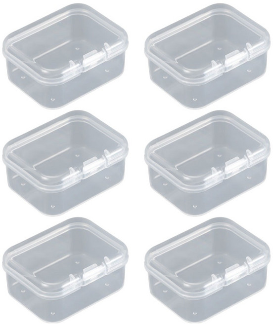 지앤와이 플라스틱 다용도 직사각 케이스 4.5 x 3.5 x 2 cm, 투명, 6개