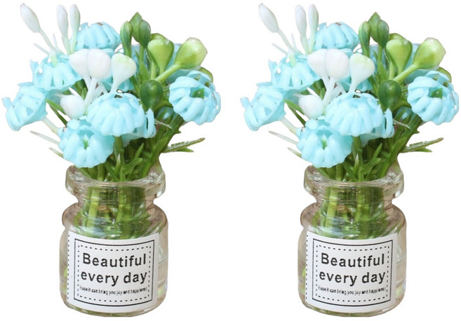 KODACHIEF 미니어쳐 장식품 화분 2p, 뷰티풀데이 코발트블루