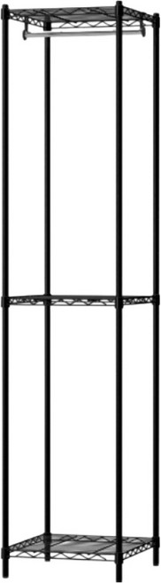 KI WISH 居家生活 三層衣櫥架 無布套 + 吊衣桿 40cm 台灣製, 黑色