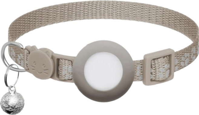 KODACHIEF 반려동물 위치 에어태그 넥밴드 + 실리콘커버 세트, 발바닥 패턴 그레이, 1개