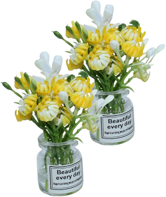 KODACHIEF 미니어쳐 장식품 화분 2p, 뷰티풀데이 노란색