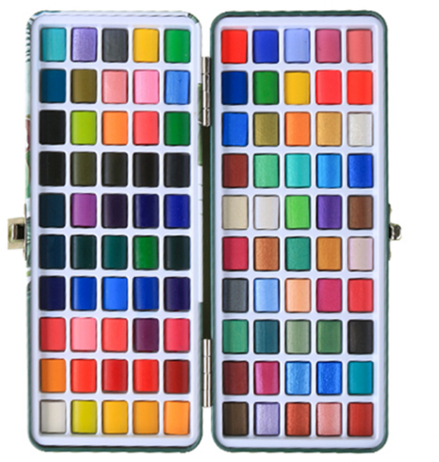 AFAMIC 艾法 創意無限專業級高顯色水彩顏料塊繪畫大全套組, 480g, 100色