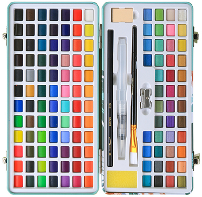 AFAMIC 艾法 創意無限專業級高顯色水彩顏料塊繪畫大全套組, 680g, 128色