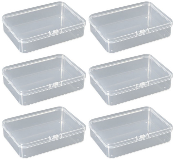 지앤와이 플라스틱 다용도 직사각 케이스 10.5 x 7.5 x 2.5 cm, 투명, 6개