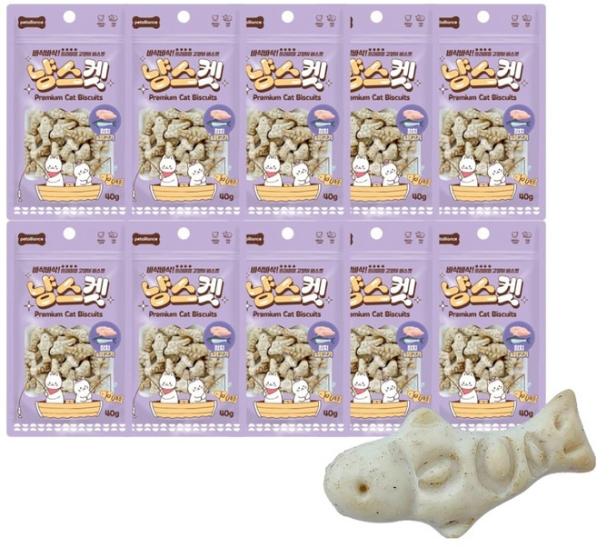 냥스켓 고양이 비스켓, 10개, 40g, 참치&닭고기