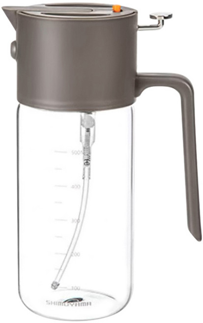SHIMOYAMA 按壓式噴倒兩用油瓶/玻璃油壺 灰色, 550ml, 1個