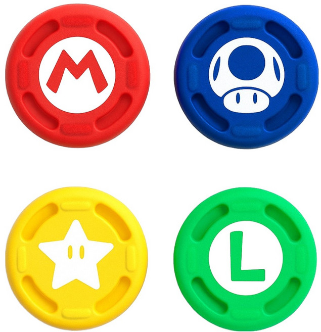스페이스쉴드 닌텐도 스위치 2 조이콘 호환 슈퍼 레트로 코인 실리콘 스틱캡 4종 세트, 혼합색상, 1세트