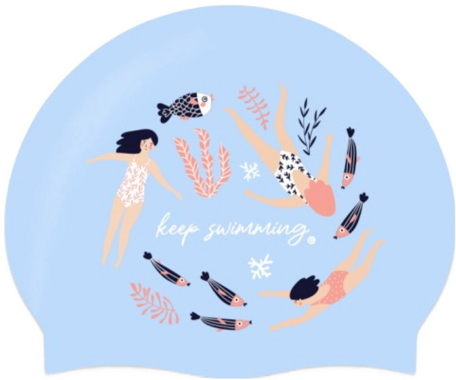 킵스위밍 스위밍걸즈 롱헤어 실리콘수모 컴포트캡, 파스텔블루, 1개