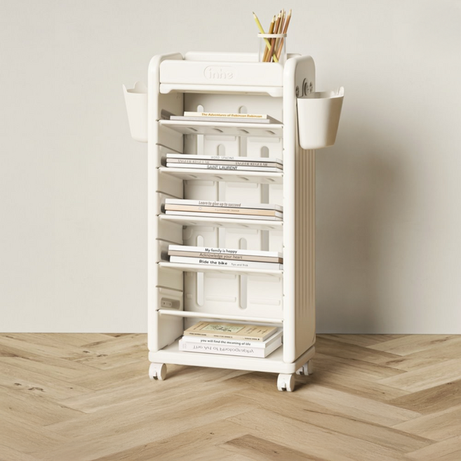 Inhe 英禾 行李箱可移動書架, 7層, 茉莉白