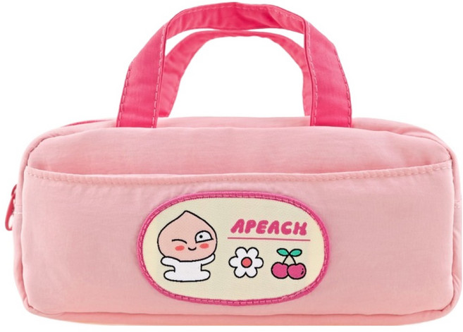KAKAO FRIENDS Say Cheese 手提屁桃鉛筆盒, 1個, 粉紅色