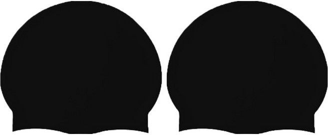 성인용 실리콘 무지 수영모, 블랙, 2개