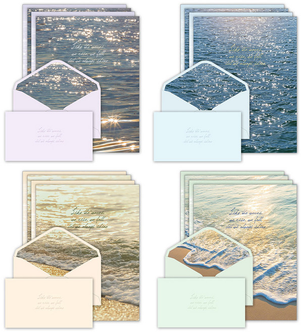 마음담아 감성 윤슬 편지지 4종 x 4p + 봉투 8p 세트, 혼합색상, 1개