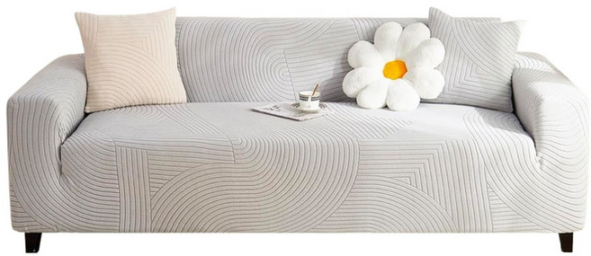 好物良品 抽象藝術系列 防貓抓系列高彈力立體提花彈力沙發罩 1人座, 灰色