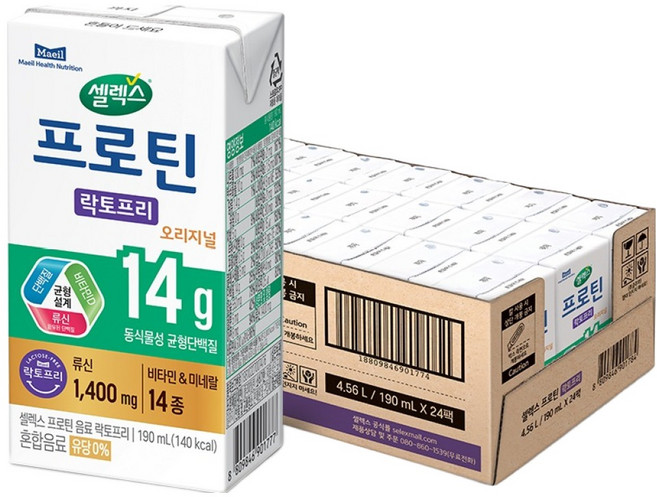 셀렉스 프로틴 락토프리 음료, 190ml, 24개