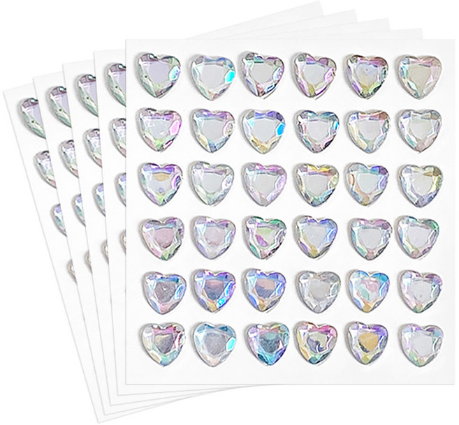 모던앳 3D 보석 하트 스티커, 오로라, 5개
