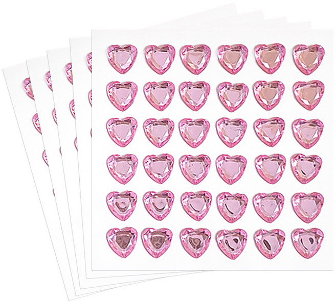 모던앳 3D 보석 하트 스티커, 핑크, 5개