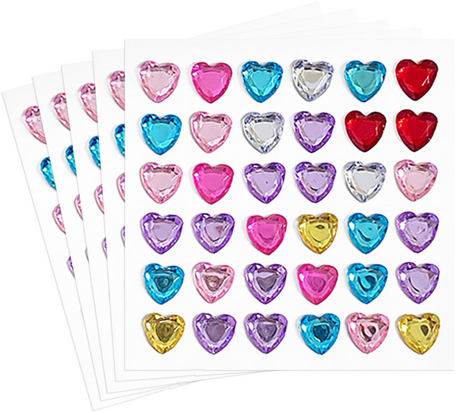 모던앳 3D 보석 하트 스티커, 믹스, 5개
