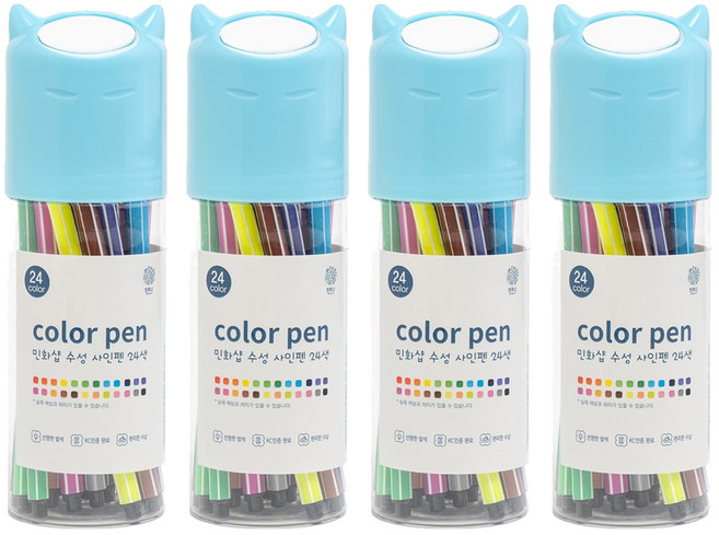 민화샵 수성 사인펜 24종 세트, 블루(UDPAT0044), 4세트