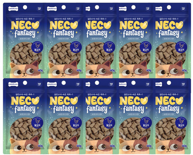 네코판타지 고양이 크런치 간식, 닭고기, 40g, 10개