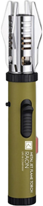 라온엘앤씨 메탈 제트 플레임 휴대용 캠핑토치, 메탈카키, 1개