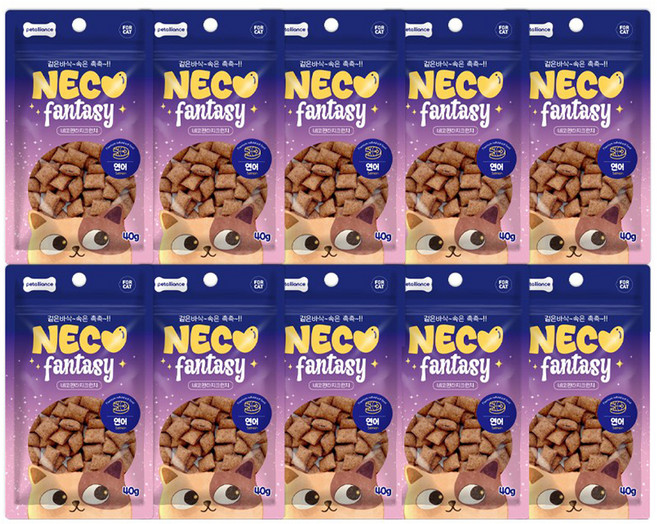 네코판타지 고양이 크런치 간식, 연어, 40g, 10개