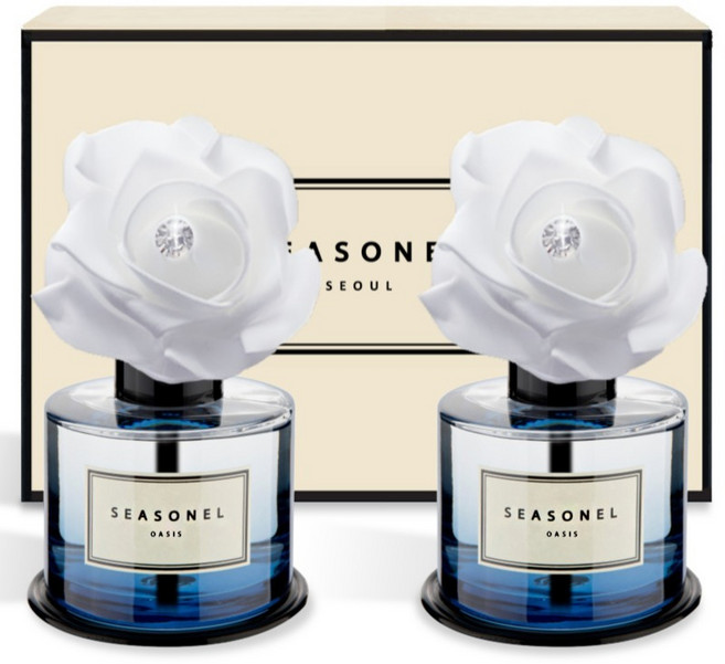 시즈넬 차량용 디퓨저 화이트 로즈 블루 120ml, 2개, 오아시스