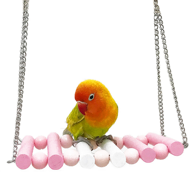 올쉴드 앵무새 장난감 다리 그네 05 마카롱 현수교, 핑크 + 화이트, 1개