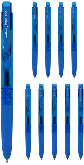 유니볼 시그노 노크식 볼펜 0.38mm, 라이트블루, 10개