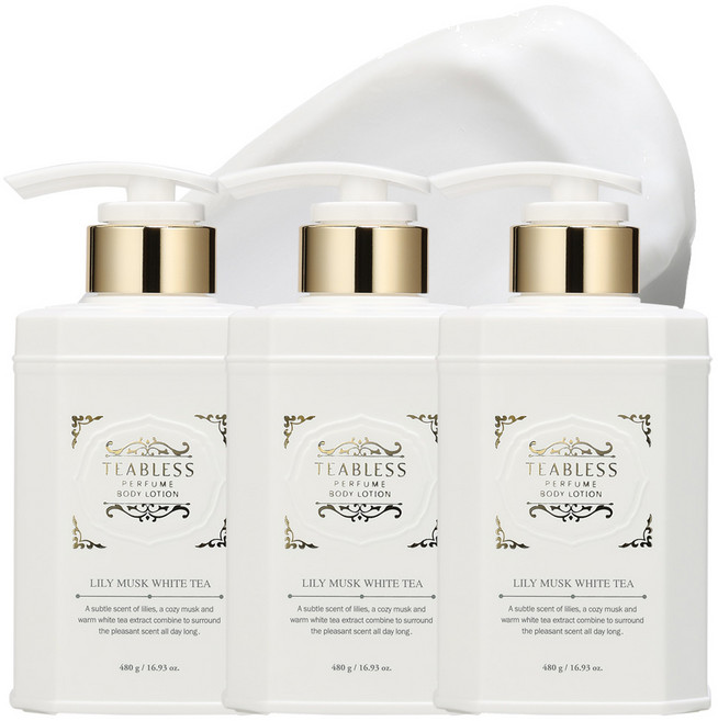 티블레스 퍼퓸 바디로션 릴리머스크 화이트티, 480g, 3개